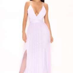 Fashion Nova Mesh Overlay Maxi Dress - Lavender