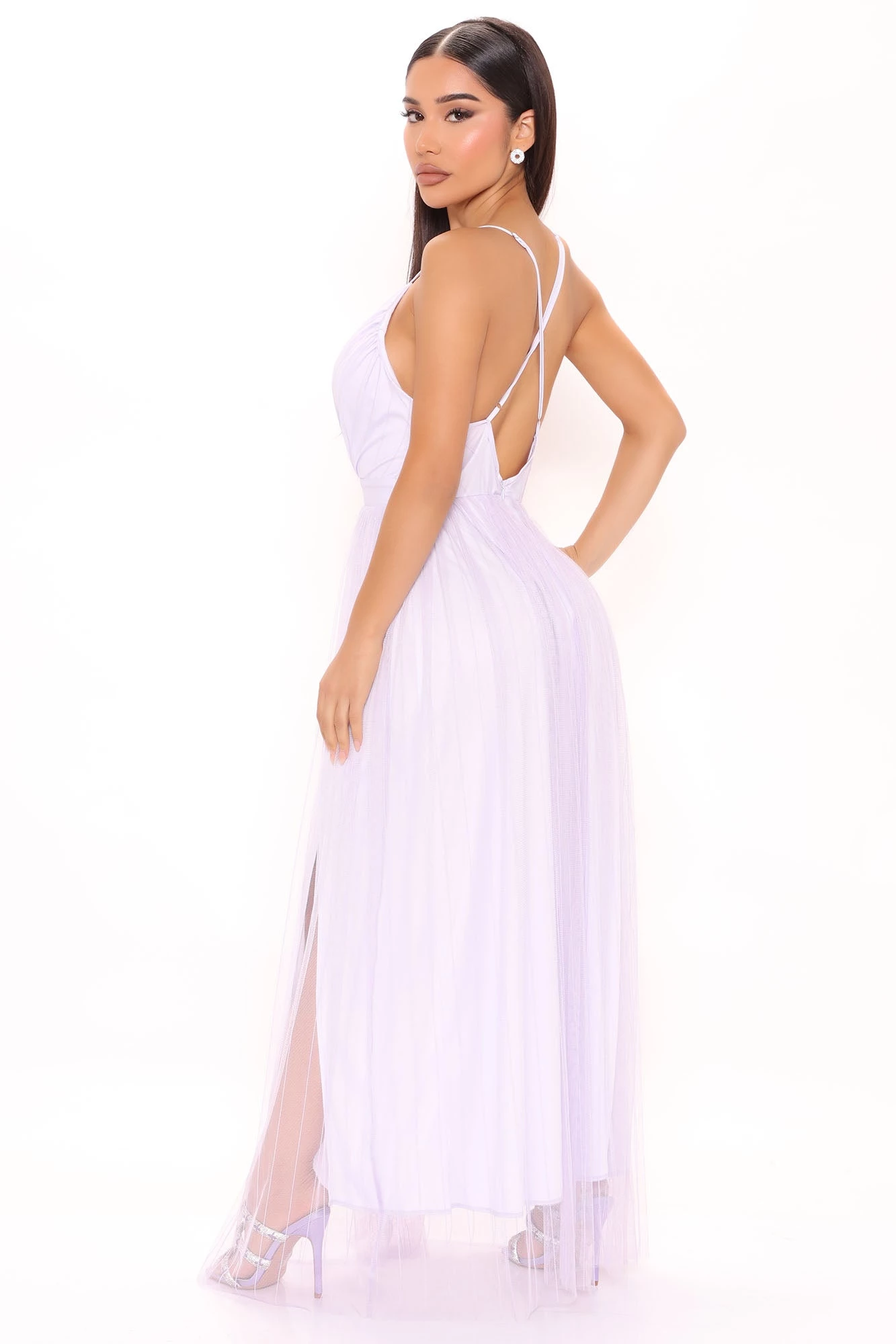 Fashion Nova Mesh Overlay Maxi Dress - Lavender 5 Fashion Nova Mesh Overlay Maxi Dress - Lavender - Image 3