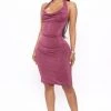 Fashion Nova Cowl And Collective Slinky Midi Dress - Purple