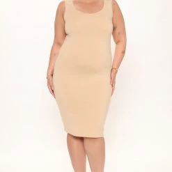 Fashion Nova Maya 2 Pack Midi Dress - Taupe/combo -fashion nova dresses Shop 04 18 22Studio2 RT KP 13 23 36 37 J9G9680C Taupecombo 14716 PLUS KL