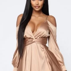 Fashion Nova Mansion Dinner Party Satin Gown - Gold/Brown -fashion nova dresses Shop 04 19 19 Studio 1 DV 11 37 04 10 DWR11457 GoldBrown 0284 AG scaled