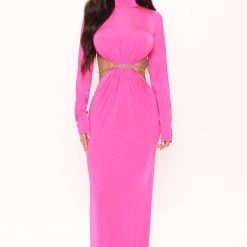 Fashion Nova Kendall Cut Out Maxi Dress - Fuchsia