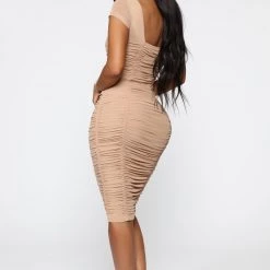 Fashion Nova Simply Ageless Ruched Midi Dress - Nude -fashion nova dresses Shop 04 24 19 Studio 1 MA 11 13 13 9 PD6958NFN Nude 0251 RA scaled