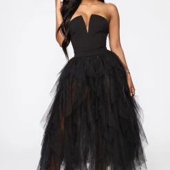 Fashion Nova Caught My Eye Tube Maxi Dress - Black