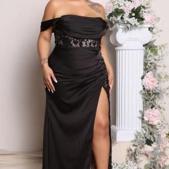 Fashion Nova Down The Aisle Satin Maxi Dress - Black -fashion nova dresses Shop 04 26 22Studio5 ME MR 14 25 33 40 MF21184 Black 0607 PLUS SG