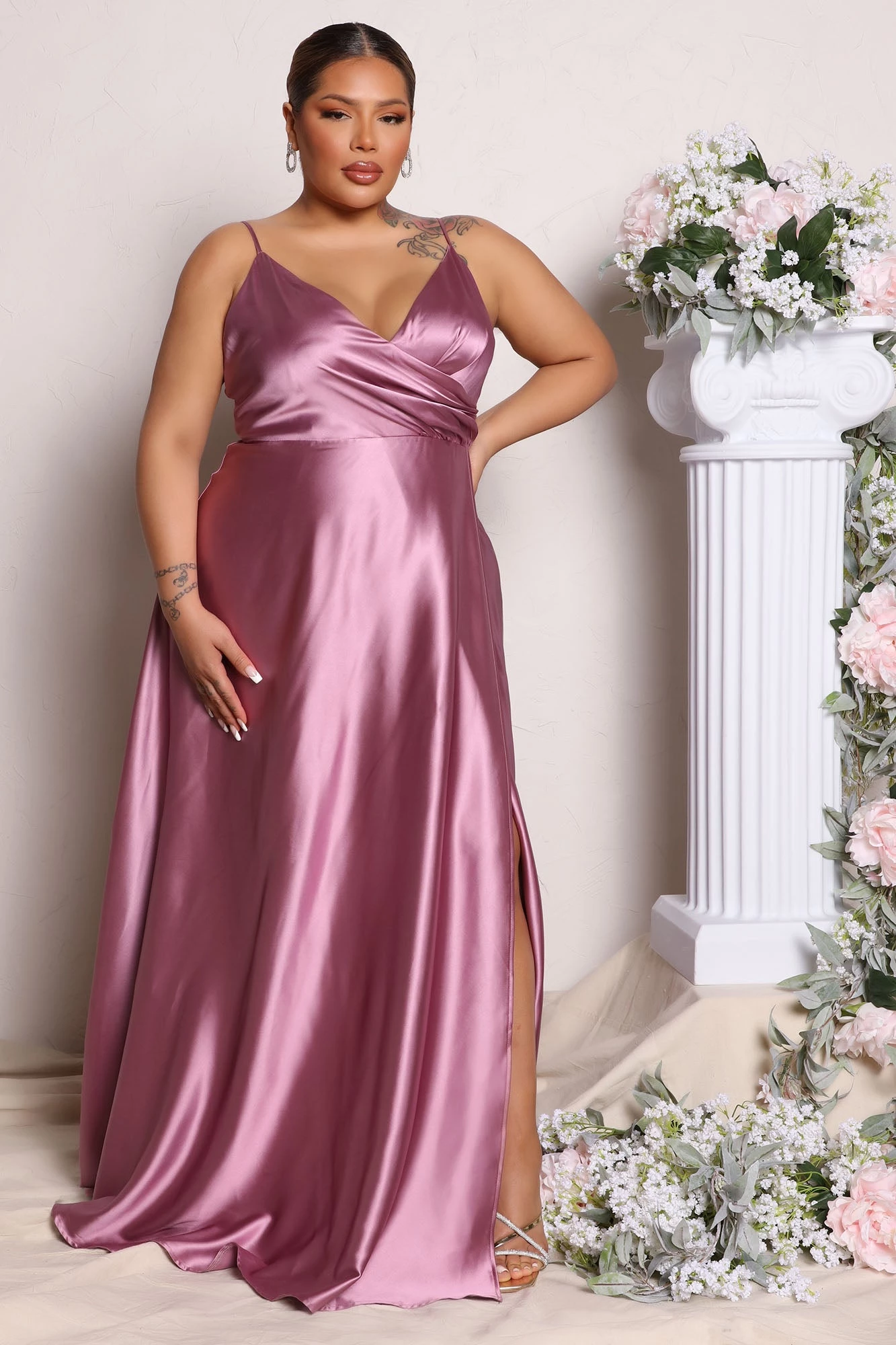 Fashion Nova Mia Satin Maxi Dress - Mauve 7 Fashion Nova Mia Satin Maxi Dress - Mauve - Image 5