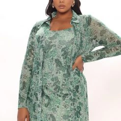 Fashion Nova Eliane Mesh Mini Dress Set - Green/combo -fashion nova dresses Shop 04 28 22Studio1 DM DJ 15 36 07 48 JX11320 GreenCombo 1435 PLUS SG