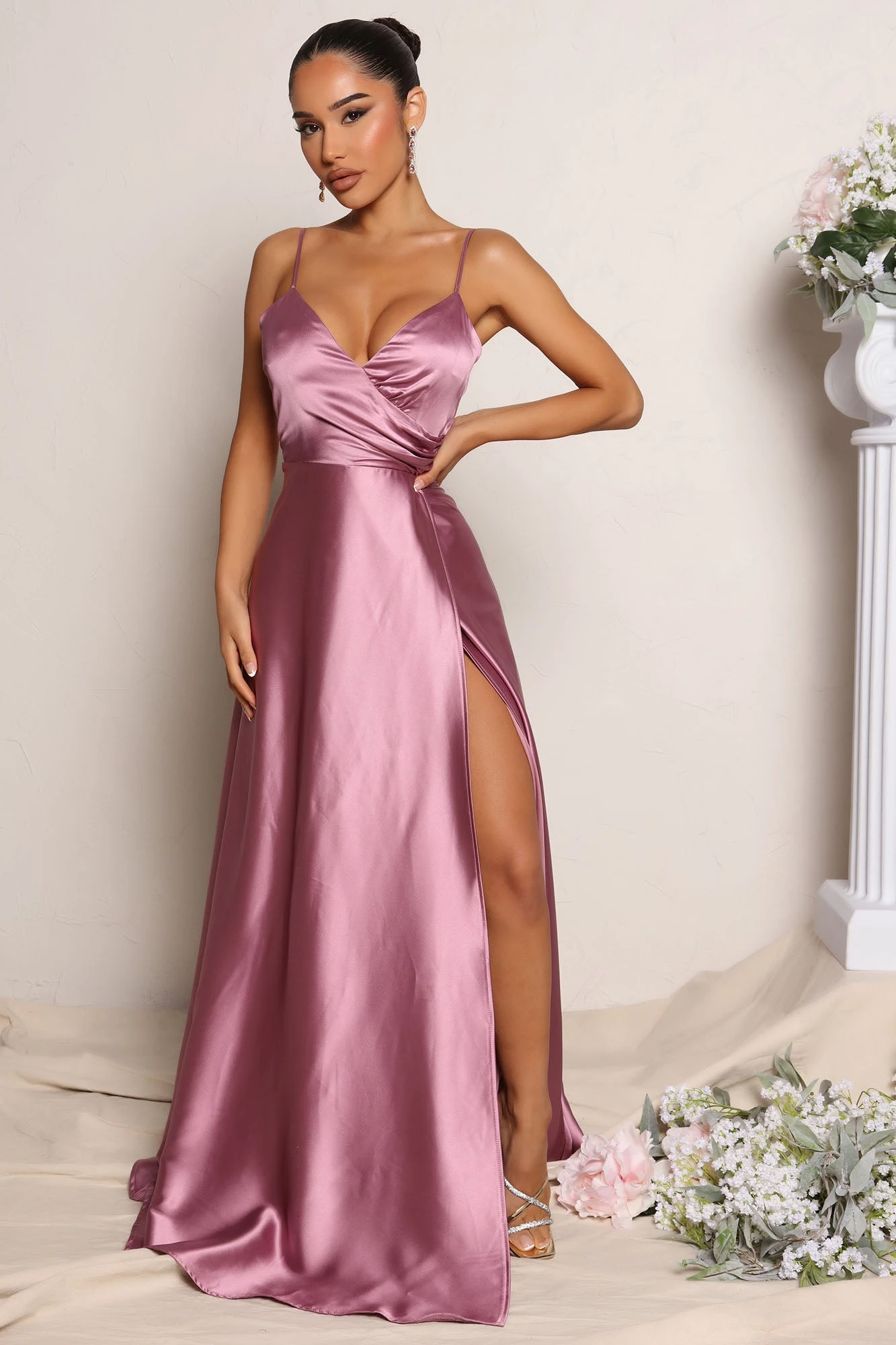 Fashion Nova Mia Satin Maxi Dress - Mauve 3 Fashion Nova Mia Satin Maxi Dress - Mauve