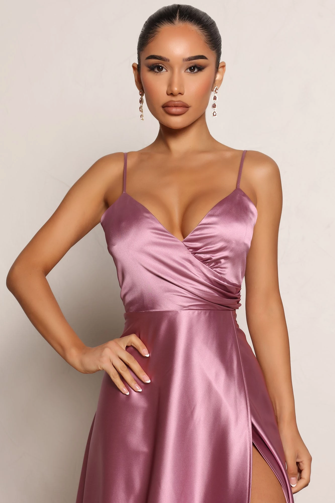 Fashion Nova Mia Satin Maxi Dress - Mauve 4 Fashion Nova Mia Satin Maxi Dress - Mauve - Image 2