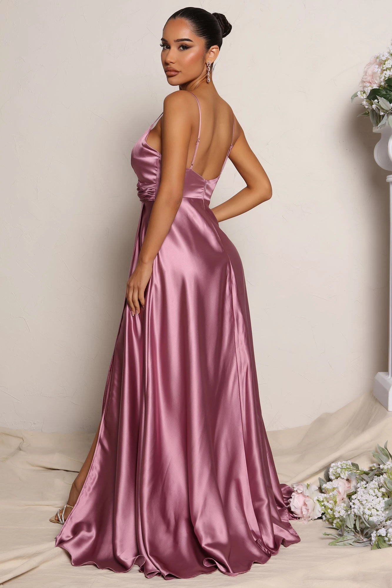 Fashion Nova Mia Satin Maxi Dress - Mauve 5 Fashion Nova Mia Satin Maxi Dress - Mauve - Image 3