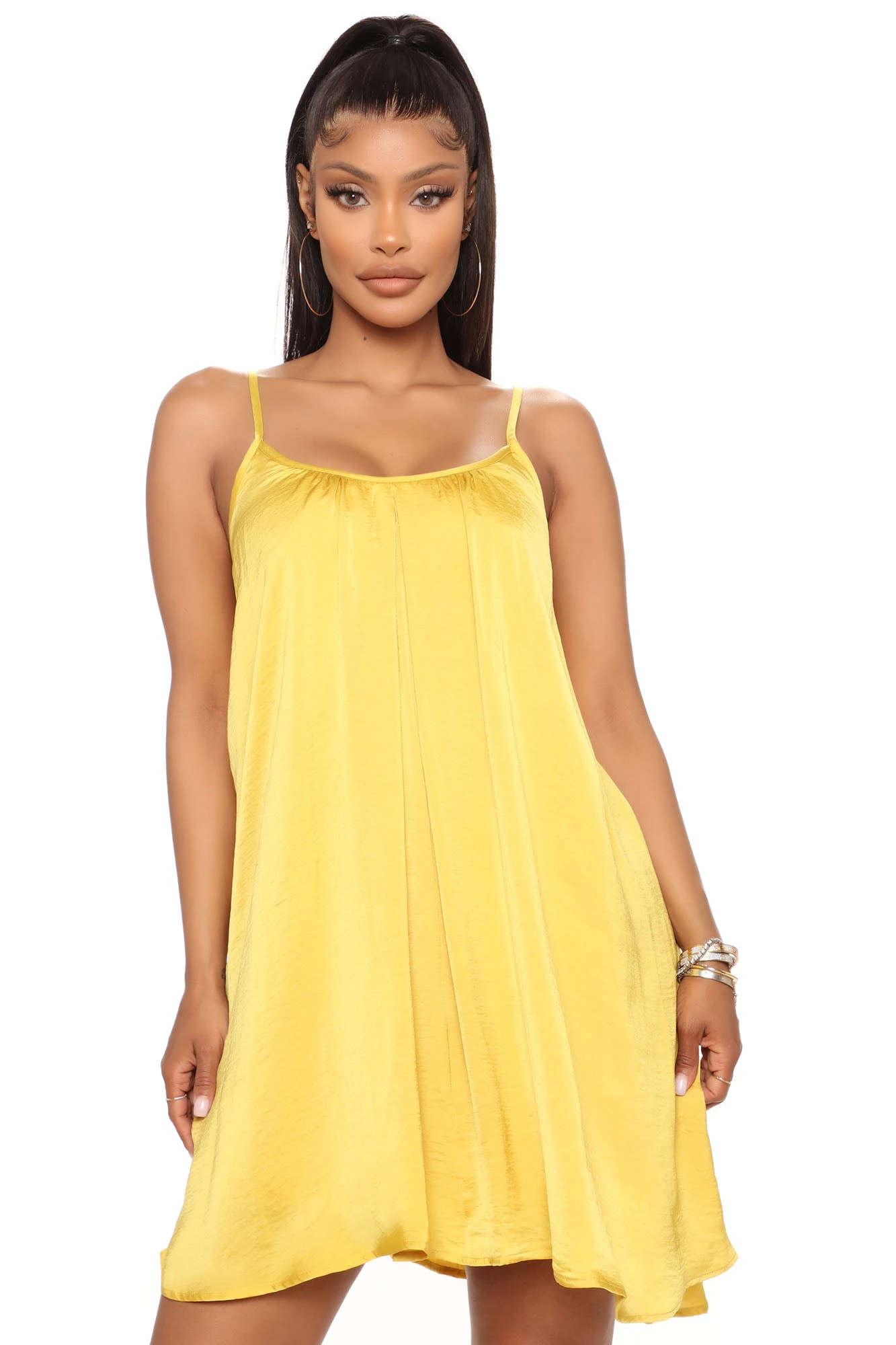 Fashion Nova Claire Satin Mini Dress - Mustard 3 Fashion Nova Claire Satin Mini Dress - Mustard