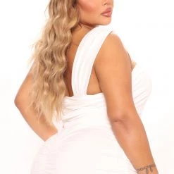 Fashion Nova Emmalyn Ruched Midi Dress - White -fashion nova dresses Shop 05 03 22Studio1 KJ AC 13 55 34 36 FS22A069 White 2782 PLUS PB