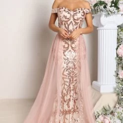 Fashion Nova Impeccable Taste Sequin Maxi Dress - Rose Gold