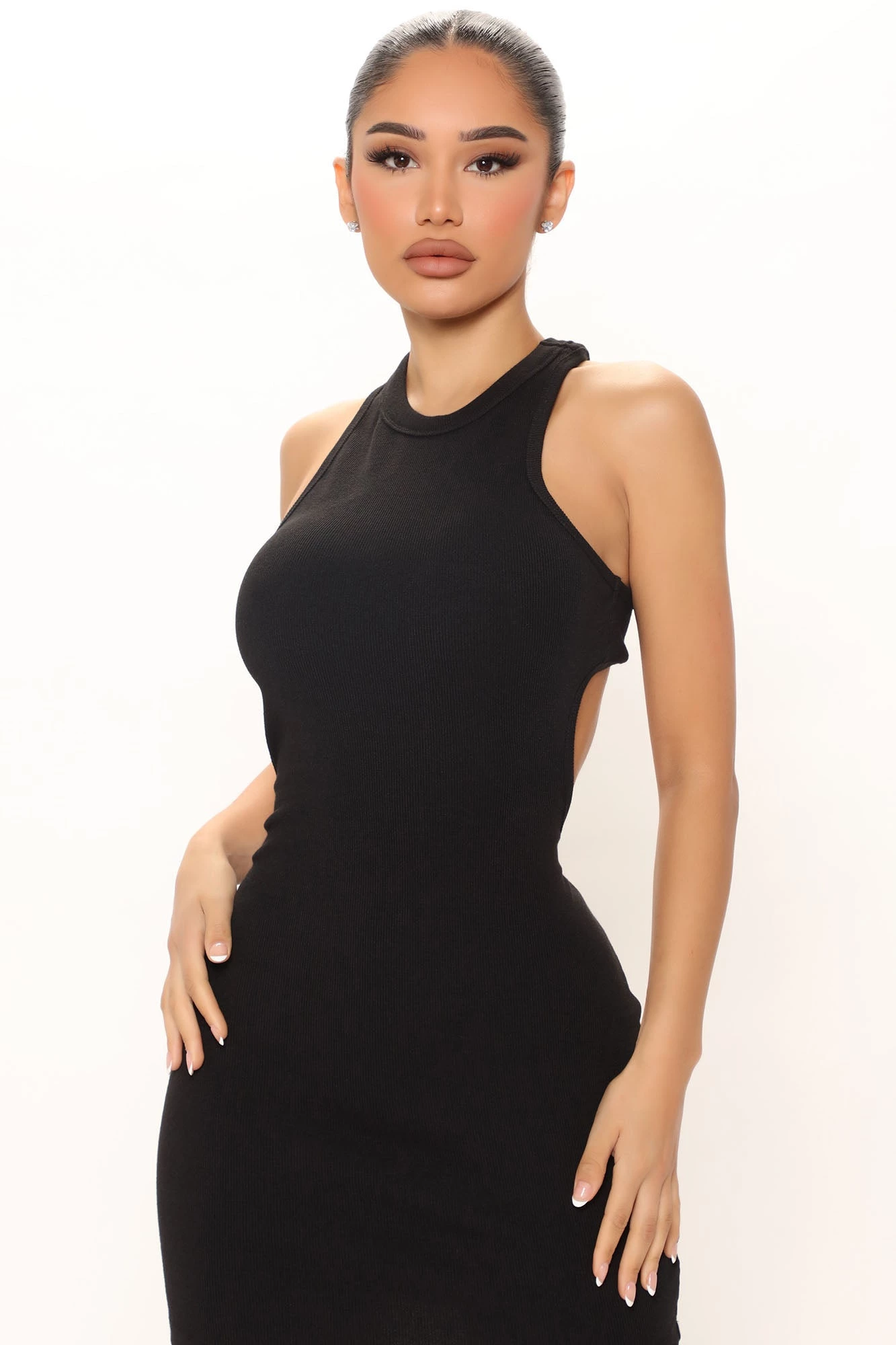 Fashion Nova Sadie Ribbed Mini Dress - Black 4 Fashion Nova Sadie Ribbed Mini Dress - Black - Image 2