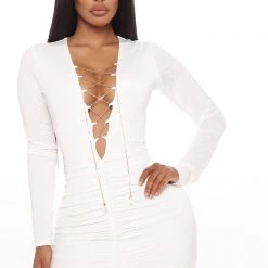 Fashion Nova Chain The Trend Ruched Mini Dress - White 20 Fashion Nova Chain The Trend Ruched Mini Dress - White -fashion nova dresses Shop 05 07 20Studio1 RM CP 12 30 04 30 DWFS0329 White 3785 RA