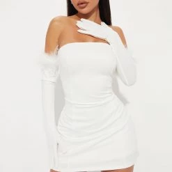 Fashion Nova Jamisen Strapless Glove Mini Dress - White