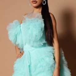Fashion Nova Emma Tulle Ruffle Mini Dress - Aqua -fashion nova dresses Shop 05 13 22Studio5 SN CM 13 45 28 21 HGD6311 Aqua 3687 KL