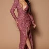 Fashion Nova Bianca Sequin Maxi Dress - Mauve