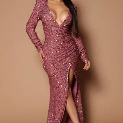 Fashion Nova Bianca Sequin Maxi Dress - Mauve