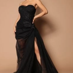 Fashion Nova Kiara Embellished Tulle Maxi Dress - Black