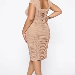 Fashion Nova Simply Ageless Ruched Midi Dress - Nude -fashion nova dresses Shop 05 16 19 Studio 4 MS 14 37 46 55 PD6958NFN Nude 0752 NT scaled