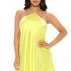 Fashion Nova Aldrin Satin Mini Dress - Lime