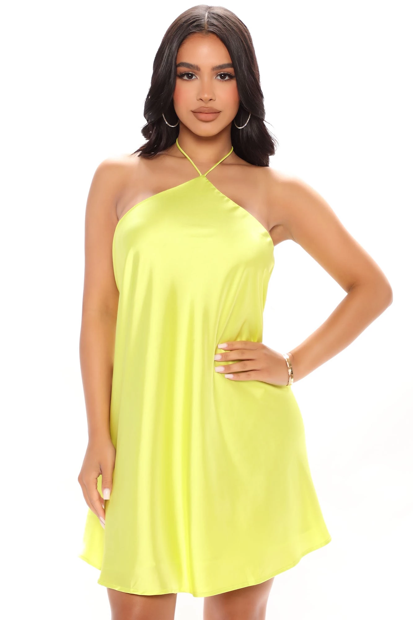 Fashion Nova Aldrin Satin Mini Dress - Lime 3 Fashion Nova Aldrin Satin Mini Dress - Lime