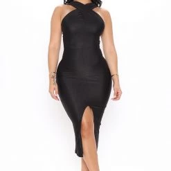 Fashion Nova Selene Midi Dress - Black