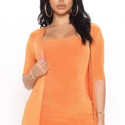 Fashion Nova Feeling Today Slinky Midi Dress Set - Orange -fashion nova dresses Shop 05 19 21Studio3 CE RL 14 21 09 63 ST30183DJ Orange 0880 RA