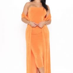 Fashion Nova Feeling Today Slinky Midi Dress Set - Orange -fashion nova dresses Shop 05 19 21Studio3 CE RL 14 21 40 63 ST30183DJ Orange 0889 RA