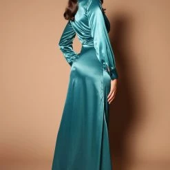 Fashion Nova Ivana Long Sleeve Satin Maxi Dress - Teal -fashion nova dresses Shop 05 23 22Studio5 KJ KP 11 51 12 15 A25930 Teal R 4864 SG