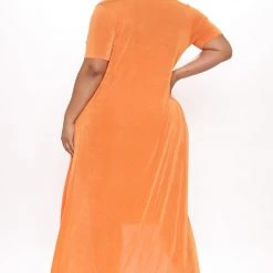 Fashion Nova Feeling Today Slinky Midi Dress Set - Orange -fashion nova dresses Shop 05 24 21Studio1 MS 14 13 14 52 ST30183DJ Orange P 2436 PLUS KL
