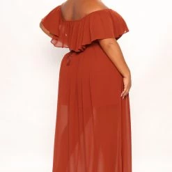 Fashion Nova Cabo Sunset Chiffon Maxi Dress - Rust -fashion nova dresses Shop 05 25 22Studio1 MS DJ 10 26 52 8 DM2642 Rust 0140 PLUS KS