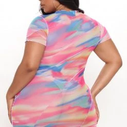 Fashion Nova Rainbow Harbor Mini Dress - Pink/combo -fashion nova dresses Shop 05 27 21Studio1 RM KP 14 30 22 57 D10392B PinkCombo 0075 PLUS RA