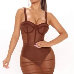 Fashion Nova Mixed Drinks Mixed Feelings Mini Dress - Chocolate -fashion nova dresses Shop 05 27 21Studio2 RT KP 11 13 09 25 MGT011 Chocolate P 1810 WG
