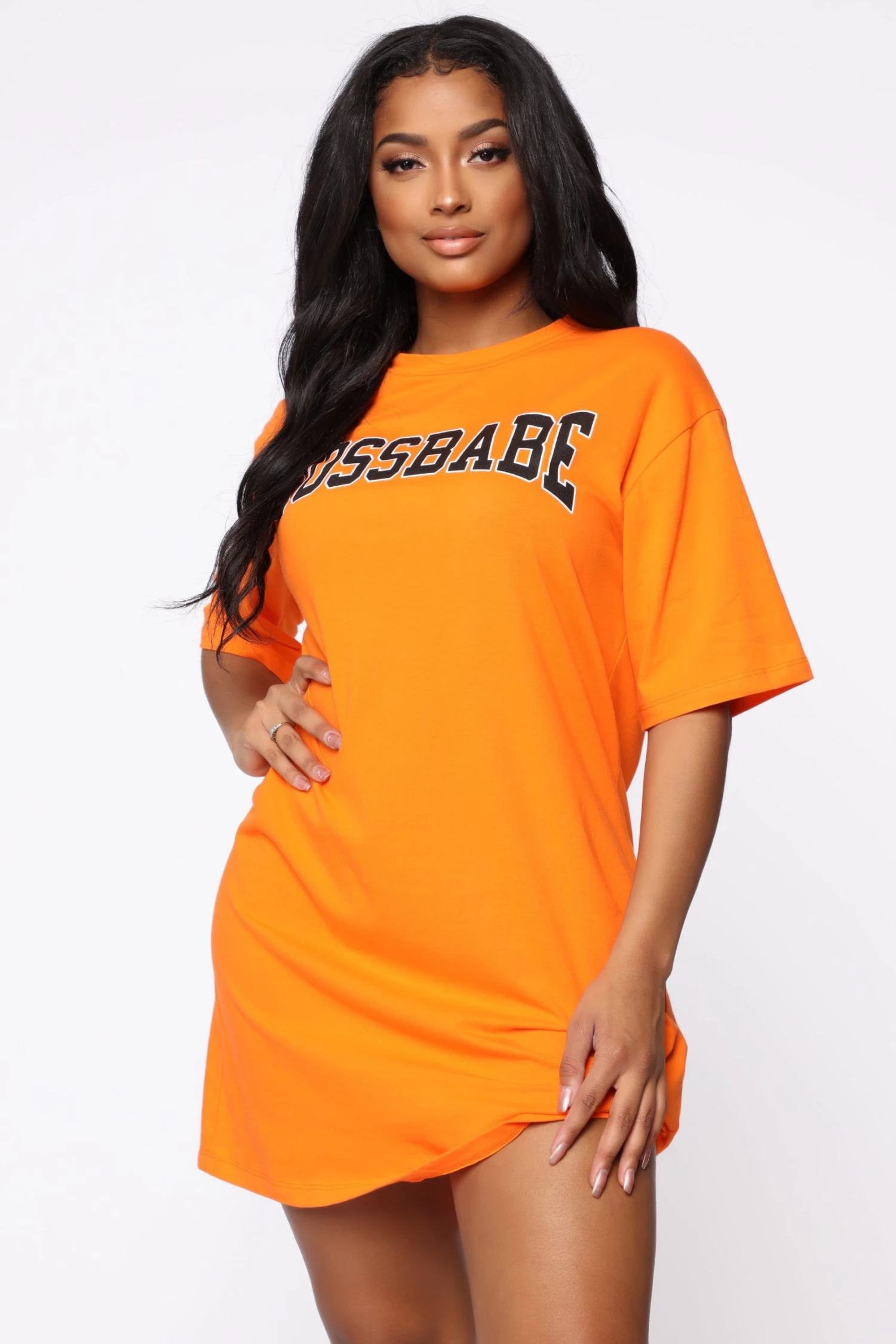 Fashion Nova Boss Babe Tee Dress - Orange 4 Fashion Nova Boss Babe Tee Dress - Orange - Image 2