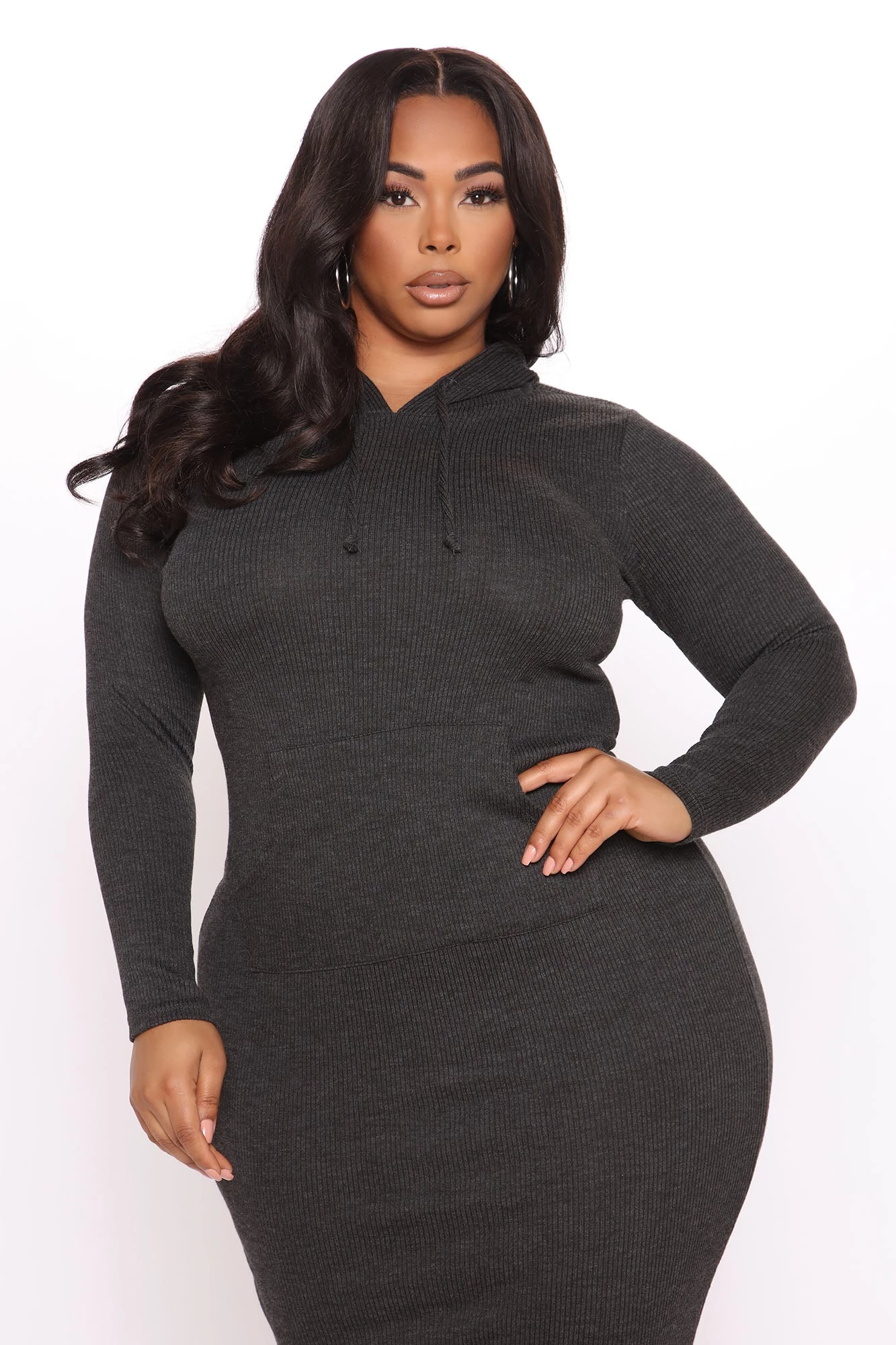 Fashion Nova Taking A Break Hooded Maxi Dress - Charcoal - Image 7
