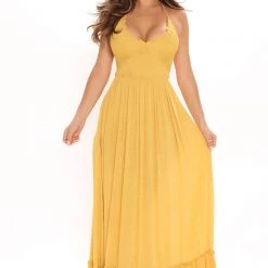 Fashion Nova Jenn Maxi Dress - Mustard