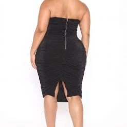 Fashion Nova All Ruched And Ready Midi Dress - Black -fashion nova dresses Shop 06 02 21Studio3 DM TB 11 21 23 33 FS21C043 Black 1641 PLUS KL