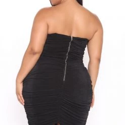 Fashion Nova All Ruched And Ready Midi Dress - Black -fashion nova dresses Shop 06 02 21Studio3 DM TB 11 21 27 33 FS21C043 Black 1644 PLUS KL