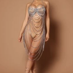 Fashion Nova Charmaine Chainmail Dress - Silver