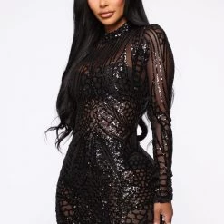Fashion Nova Showing What I Got Sequin Mini Dress - Black
