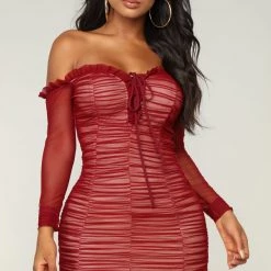 Fashion Nova Maura Mesh Dress - Burgundy -fashion nova dresses Shop 06 08 18 Studio 2 NAA0001 Burgundy 0487 scaled