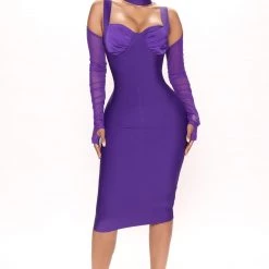Fashion Nova Love Like This Bandage Midi Dress - Purple