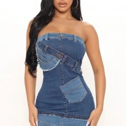 Fashion Nova My Mixed Feelings Denim Mini Dress - Medium Wash -fashion nova dresses Shop 06 09 21Studio1 CE KP 11 48 37 38 5132DM MediumWash P 5744 RA
