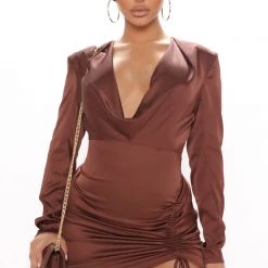 Fashion Nova Spark The Passion Mini Dress - Chocolate