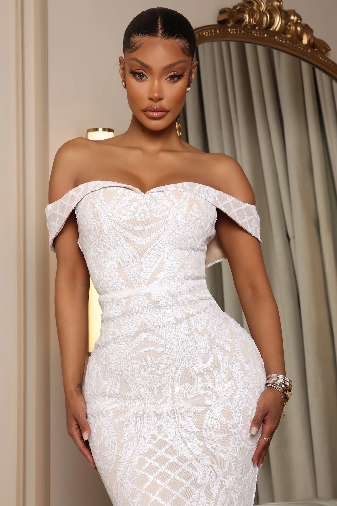 Fashion Nova Viola Sequin Maxi Dress - White 4 Fashion Nova Viola Sequin Maxi Dress - White - Image 2