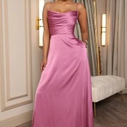 Fashion Nova Aubriella Satin Maxi Dress - Mauve