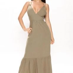 Fashion Nova Tulum Coastline Maxi Dress - Olive