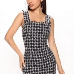 Fashion Nova Petite Lower East Side Tweed Mini Dress - Black